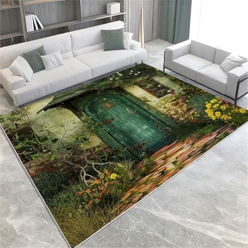 ROMOER Malstil-Fläche Teppiche Dream Cottage Gartenmaschine Waschbare Nicht rutschfeste Kurze Pfahl Teppich Für Wohnzimmer Schlafzimmer Hausdekoration Teppich, ROMOER Malstil-Fläche Teppiche Dream Cottage Gartenmaschine Waschbare Nicht rutschfeste Kurze Pfahl Teppich Für Wohnzimmer Schlafzimmer Hausdekoration Teppich, von ROMOER