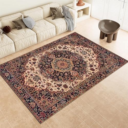 ROMOER Rote Fläche Teppiche Vintage Bohemian Muster Maschine Waschbar Kurzer Pfahlbereich Teppich Nicht Rutschfrost, von ROMOER