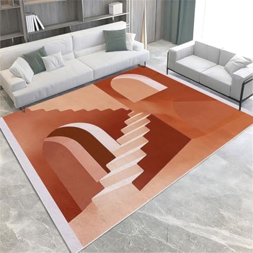 ROMOER Terrakotta -Teppich Teppich Geometrische Bogen Und Leiter Kurzer Haufen Weicher Teppich, von ROMOER
