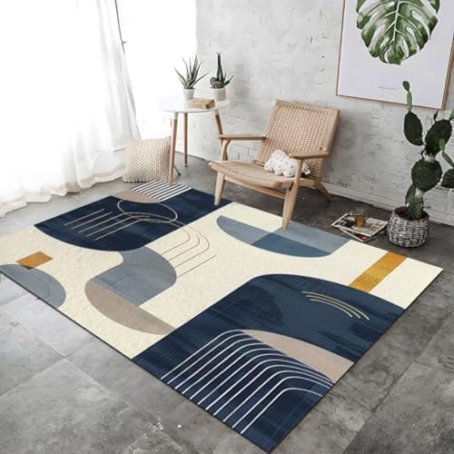 Textur Druckenteppich Weiche Luxuriöse Einfache Pflege Kurzfutter - Moderner Schlafzimmer Teppich Blau Großer Teppich Für Dining Lounge Bett, Textur Druckenteppich Weiche Luxuriöse Einfache Pflege Kurzfutter - Moderner Schlafzimmer Teppich Blau Großer Teppich Für Dining Lounge Bett, von ROMOER
