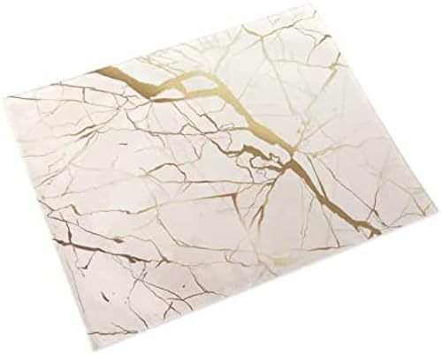 Tischmatten Set Von 6 Weißen Marmortisch-Tischematen Tischflächen Wärmefeste Tischmatten Wärme-Proof-Placemat-Färbung-resistenter Nicht Rutschfeste Wasserdichte Abendmatten Dekor Dekor,Set Von 6 von ROMOER