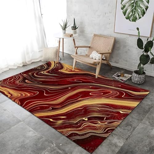 Waschbarer Teppiche Elegante Marmortextur Für Eingangseingangsfleckenflecken Widerstandsfähiger Teppich Für Badezimmer Wäscherei Schlafzimmer Kinderzimmer Schlafzimmer Büro Rot, von ROMOER