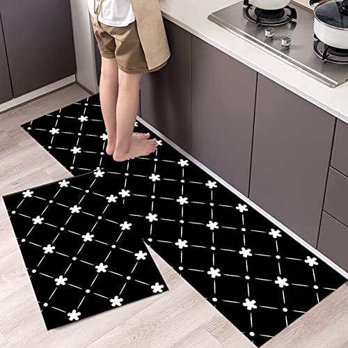 Küche Teppiche 2 Stück Küche Matten Set Anti-Rutsch-Küche Backing Bereich Teppiche Home Sweet Home Fußmatte Indoor Outdoor Eintrag Boden waschbar wasserdicht Stehende Matte F,40*60CM+40*120CM von ROMOZ