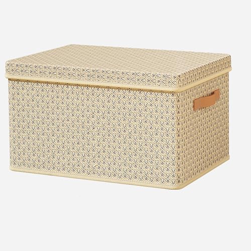 ROMOZ 3 Pack Zusammenklappbare Aufbewahrungsboxen mit Deckel Stoff dekorative Behälter Würfel Organizer Container Körbe Griffe Divider für Schlafzimmer Schrank Wohnzimmer Yellow,43 * 30 * 20cm von ROMOZ