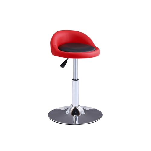 ROMOZ Barhocker Esszimmerstuhl, 360° Drehbar Höhenverstellung, Mit Rückenlehne Und Sitzkissen, Barhocker Aus PU-Leder Kunststoff Metall Red Black,Short von ROMOZ