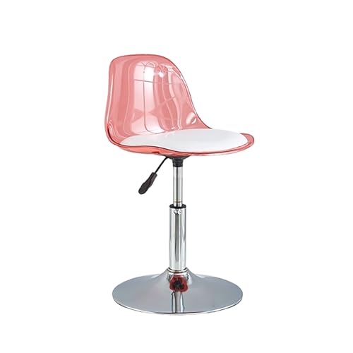 ROMOZ Barhocker drehbar Counter Höhe Barhocker mit Rückenlehne, Verstellbare Moderne Barhocker ohne Armlehnen, Für Küche Bar, PU-Leder Pink,Short von ROMOZ
