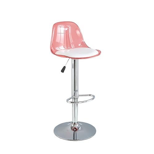ROMOZ Barhocker drehbar Counter Höhe Barhocker mit Rückenlehne, Verstellbare Moderne Barhocker ohne Armlehnen, Für Küche Bar, PU-Leder Pink,Tall von ROMOZ