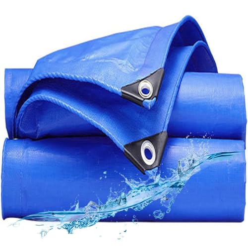 ROMOZ Plane mit Eyelets PVC Truck, Plane Stoff verstärkte Eyelets Thick PE Tarpaulin Waterproof Cover Tarpaulin for Camping Outdoor Garden Tarpaulin Blue,5x8m von ROMOZ