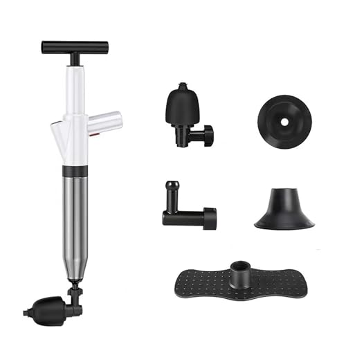 ROMOZ Toilet Plunger,Toilette Unblocker Heavy Duty,High Pressure Plunger Kit mit 4 austauschbaren Köpfen Plunger Sink Unblocker für Unblocking Toiletten,Waschbecken,Badewanne,Abfluss White von ROMOZ