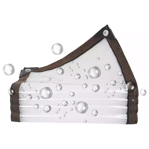 ROMOZ wasserdichte Abdeckplane, Abdeckplane transparent mit Ösen, Kunststoffplane transparent, wasserdichte Gewebeplane, Outdoor-Schutzplane, Regenschutz reißfest 5x5M von ROMOZ