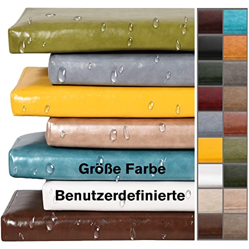 Anpassen Bankkissen, Bankpolster Microfiber PU leather Wasserfest Auflagen for Indoor Outdoor Gartenbank, Polsterauflage für Schaukel kissen, Sitz kissen, Stuhlauflage (Anpassen Größe, Olivgrün) von ROMTZD