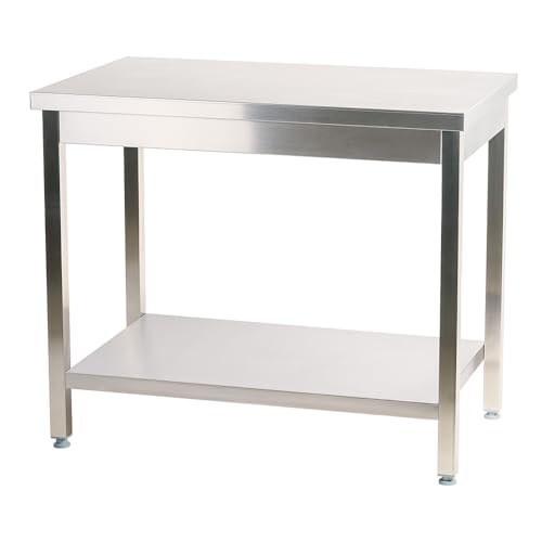 Romux® - Couchtisch aus Edelstahl mit Ablagefläche 800 x 700 x 850 mm | Professioneller Arbeitstisch aus Stahl mit einer Dicke von 1 mm bietet hohe Robustheit und Festigkeit von ROMUX
