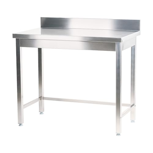Romux® - Wandtisch aus Edelstahl 1500 x 600 x 850 mm | Professioneller Arbeitstisch aus Edelstahl mit 10 cm Sanitär-Latzhose, Tisch aus Stahl mit einer Dicke von 1 mm bietet hohe Robustheit von ROMUX