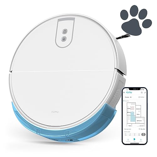 ROMY L6 Animal Smart Home Staubsauger Roboter mit Wischfunktion | 5200Pa Saugkraft | leiser Roboterstaubsauger optimiert für Tierhaare Teppich Hartböden | XXL Staubbehälter statt Absaugstation | weiß ROMY L6 Animal Smart Home Staubsauger Roboter mit Wischfunktion | 5200Pa Saugkraft | leiser Roboterstaubsauger optimiert für Tierhaare Teppich Hartböden | XXL Staubbehälter statt Absaugstation | weiß von romy
