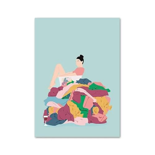 RONGCH Wandbilder auf Leinwand Fleckenentfernung Waschen Kleidung Blume Pastell Wandkunst Nordisches Poster Und Druck Leinwand Malerei Bilder Für Waschküche Wohnkultur(F,40x50cm) von RONGCH
