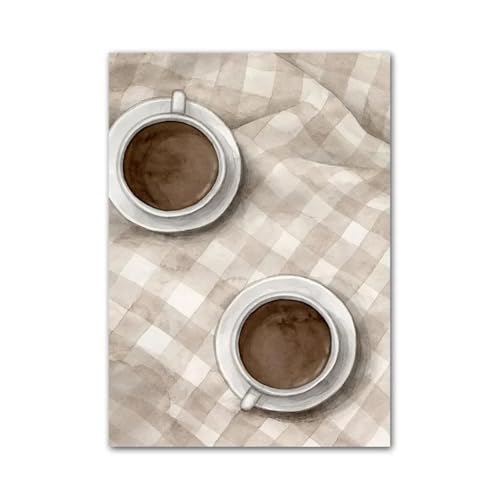 RONGCH Wandbilder auf Leinwand Kaffee Blume Blätter Kirsche Fenster Vintage Restaurant Wand Kunstdruck Leinwand Malerei Poster Für Wohnzimmer Moderne Wohnkultur(E,40x50cm) von RONGCH