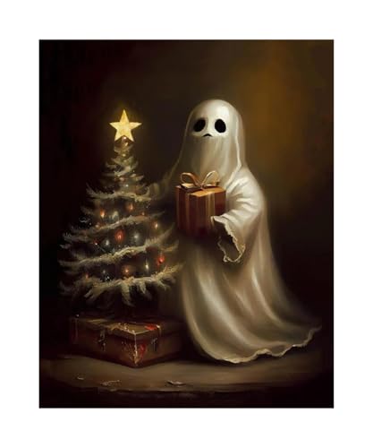 Wandbilder auf Leinwand Herbst Halloween Niedlichen Geist Dark Scary Kürbis Geist Schwarze Katze Retro Poster Kein Rahmen Leinwand Gemälde Wohnkultur(B,60X90cm) von RONGCH
