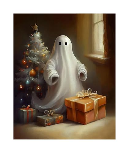 Wandbilder auf Leinwand Herbst Halloween Niedlichen Geist Dark Scary Kürbis Geist Schwarze Katze Retro Poster Kein Rahmen Leinwand Gemälde Wohnkultur(C,20x30cm) von RONGCH