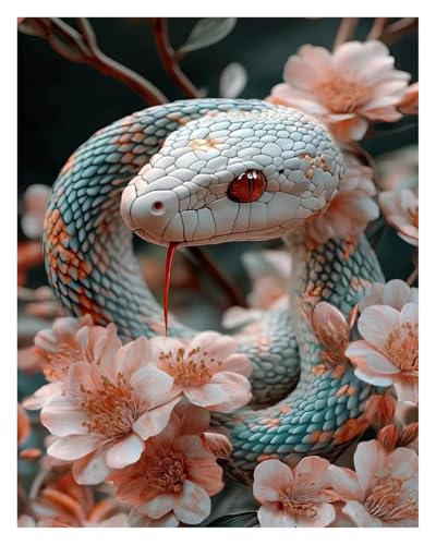 Wandbilder auf Leinwand Schlange Ästhetik Bild Blume Kunst Poster Keine Rahmen Drucke Leinwand Malerei Wand Kunst Bild Home Decor(B,30x40cm) von RONGCH