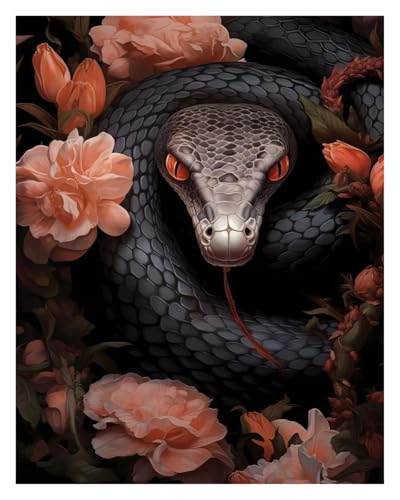 Wandbilder auf Leinwand Schlange Ästhetik Bild Blume Kunst Poster Keine Rahmen Drucke Leinwand Malerei Wand Kunst Bild Home Decor(R,40x60cm) von RONGCH