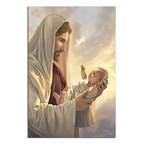 Jesus Holding Baby Christus Gott Religion Poster Leinwand Kunst Zuhause Zimmer Wanddekoration Bild Poster Druck Gemälde Geschenk Poster von RONGCHENG