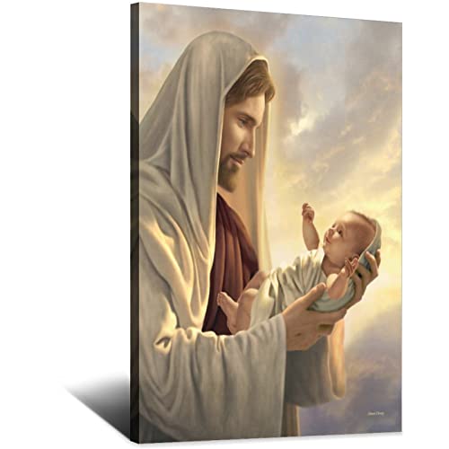 RONGCHENG Poster mit Jesus hält Baby Christus, Gott, Religion, Leinwand, Kunst, Zuhause, Zimmer, Wanddekoration, Bild, Poster, Druck, Gemälde, Geschenk, Poster von RONGCHENG