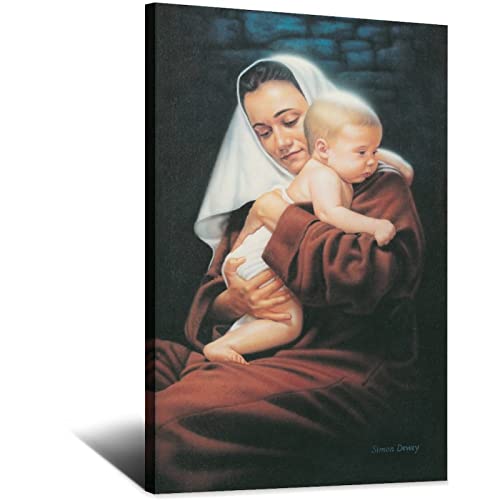 RONGCHENG Poster mit Jesus Maria und Baby Christus, Gott, Religion, Leinwand, Kunst, Zuhause, Zimmer, Wanddekoration, Bild, Poster, Druck, Gemälde, Geschenk, Poster von RONGCHENG