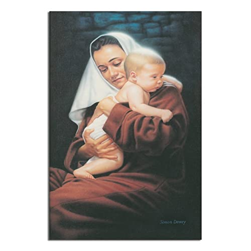 RONGCHENG Poster mit Jesus Maria und Baby Christus, Gott, Religion, Leinwand, Kunst, Zuhause, Zimmer, Wanddekoration, Bild, Poster, Druck, Gemälde, Geschenk, Poster von RONGCHENG