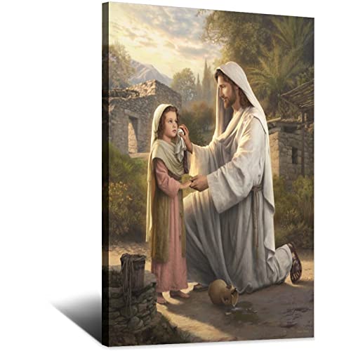 Jesus Wipes The Girl's Tears Christus God Religion Poster Leinwand Kunst Home Room Wall Decor Bild Poster Druck Gemälde Geschenk Poster von RONGCHENG