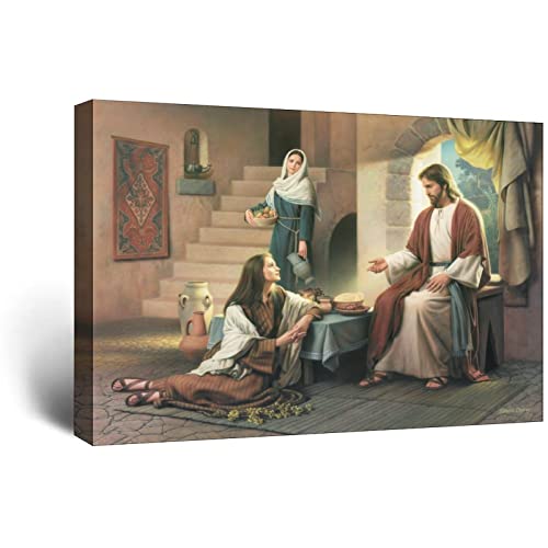 RONGCHENG Poster Jesus mit Martha und Maria Christus, Gott, Religion, Leinwand, Kunst, Heimdekoration, Bild, Poster, Druck, Gemälde, Geschenk, Poster von RONGCHENG