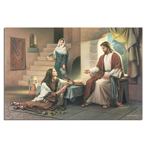 Jesus mit Martha und Maria Christus Gott Religion Poster Leinwand Kunst Zuhause Wanddekoration Bild Poster Druck Gemälde Geschenk Poster von RONGCHENG