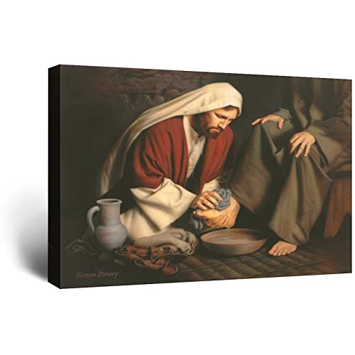 Jesus wäscht die Füße der Apostel Christus Gott Religion Poster Leinwand Kunst Zuhause Raum Wanddekoration Bild Poster Druck Gemälde Geschenk Poster von RONGCHENG