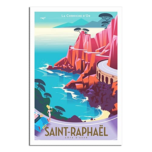 RONGCHENG Saint Raphael Blue Coast Vintage Reise Poster Leinwand Kunst Zuhause Zimmer Wanddekoration Bild Poster Druck Gemälde Geschenk Poster RONGCHENG Saint Raphael Blue Coast Vintage Reise Poster Leinwand Kunst Zuhause Zimmer Wanddekoration Bild Poster Druck Gemälde Geschenk Poster von RONGCHENG