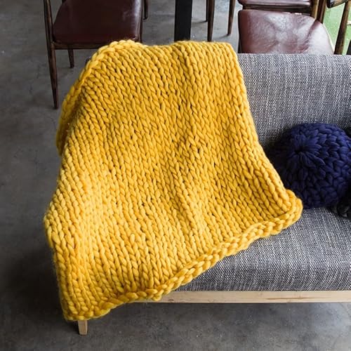 Grobstrick Decke,dicke weiche Garndecke,handgefertigte Häkel-Überwurfdecke mit Zopfmuster,warme Decke mit Seilknoten für Couch,Bett,handgefertigte weiche Schlafsofadecke(Color:J,Size:100*100cm) von RONGESAEFS