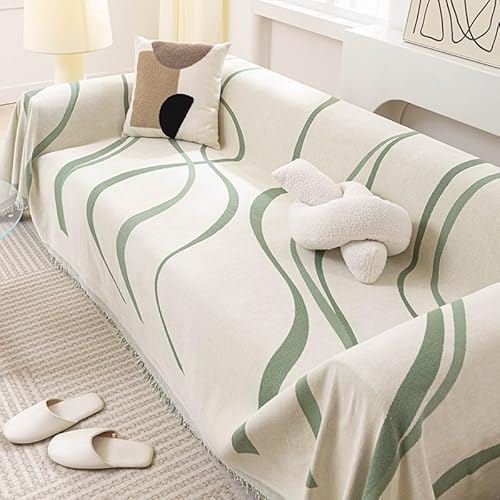 Große Überwürfe für Sofas,Sofaüberwurf aus Chenille,universelle gewebte Überwürfe mit Quasten von Four Seasons,abstrakte geometrische Linien, multifunktionale weiche und bequeme Sofadecke(Color von RONGESAEFS