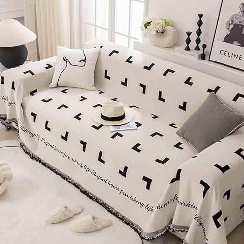 Große Überwürfe für Sofas,Sofaüberwurf aus Chenille,universelle gewebte Überwürfe mit Quasten von Four Seasons,abstrakte geometrische Linien, multifunktionale weiche und bequeme Sofadecke(Color von RONGESAEFS