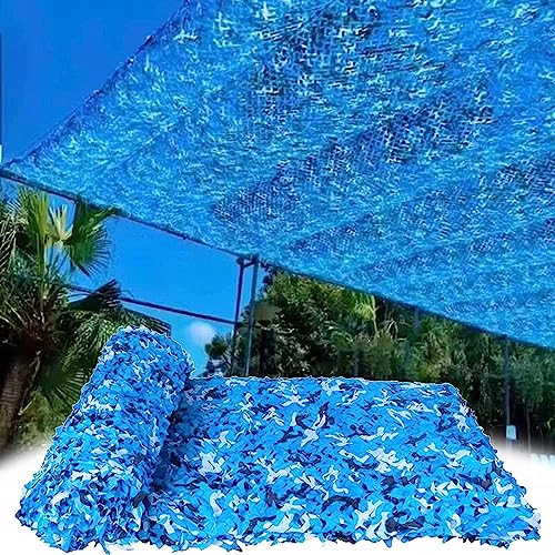 RONGESAEFS Blaues Tarnnetz Camouflage Netz 1,5x6M 2x4M 3x5M 4x5M 5x8M 8x10M Für Camping,Hintergrunddekoration,Schatten,Jagdschießen Tarnung Net,Sonnenschutz(5x5m(16.4x16.4ft)) von RONGESAEFS