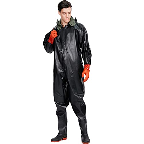 RONGJJ Wathose Anglerhose Mit Stiefel Angler Watstiefel PVC rutschfest Wathosen, Mit Atmungsaktiv Wasserdicht Verstellbarem Für Herren Und Damen, A, 47 von RONGJJ