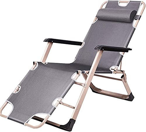 Barhocker Outdoor Reclining Zero Gravity Chair Verstellbare Faltbare Liegestühle Oxford-Stoff und gepolsterte Kopfstützen,Grau von RONGJJTJQ