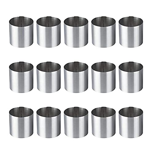RONGKUN 15 StüCk Tortenring Rostfreier Stahl Mousse Ringe Runde Keks Ausstecher Kuchen Form KüChe Backen GebäCk Werkzeug für Torte, Fondant, Sushi, Pudding 5 * 5cm von RONGKUN