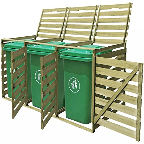 RONGQI Mülltonnenbox für 3 Tonnen 240 L, Müllbox, Mülltonnen Box, Mülltonnenverkleidung, Mülltonne, Imprägniertes Holz von RONGQI