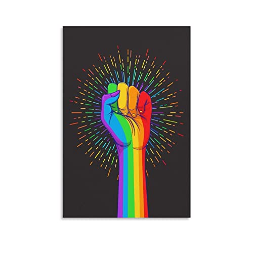 RONGSHI LGBTQ Poster Regenbogen-Flagge Gleichstellungskampagne Happy Pride Month Regenbogen Faust Leinwand Wandkunst Poster Dekoratives Schlafzimmer Modern Home Print Bild Kunstwerke Poster 30 x 45 cm von RONGSHI