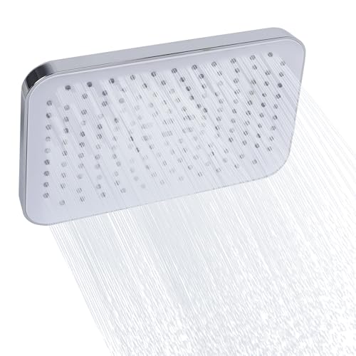 Ronvie Regenduschkopf, 25,4 cm Hochdruck mit luxuriösem Chrom-Finish, verstellbare Winkel, Wasserfall-Duschkopf, fest mit Selbstreinigungsmechanismus (quadratisch) von RONVIE