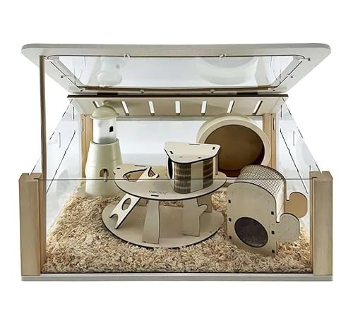 Roodz Designer Hamsterkäfig – 5-teiliges Set mit Laufrad, Versteck, Loft und Kletterelementen – hochwertiger Holz-Acryl-Käfig, pflegeleicht & stabil Roodz Designer Hamsterkäfig – 5-teiliges Set mit Laufrad, Versteck, Loft und Kletterelementen – hochwertiger Holz-Acryl-Käfig, pflegeleicht & stabil von ROODZ