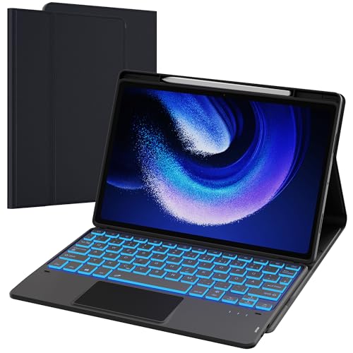 ROOFEI für Xiaomi Pad 6/Pad 6 Pro 11 Zoll Hülle mit Tastatur (QWERTZ-Layout) : 7-Farbiger Beleuchtung, Smart Touchpad, Abnehmbare Tastatur Hülle mit Stifthalter, Schwarz ROOFEI für Xiaomi Pad 6/Pad 6 Pro 11 Zoll Hülle mit Tastatur (QWERTZ-Layout) : 7-Farbiger Beleuchtung, Smart Touchpad, Abnehmbare Tastatur Hülle mit Stifthalter, Schwarz von ROOFEI