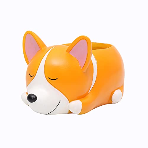 Roogo Sleeping Pets Design Harz Blumentöpfe Harz Sukkulenten Übertopf (Corgi) von ROOGO