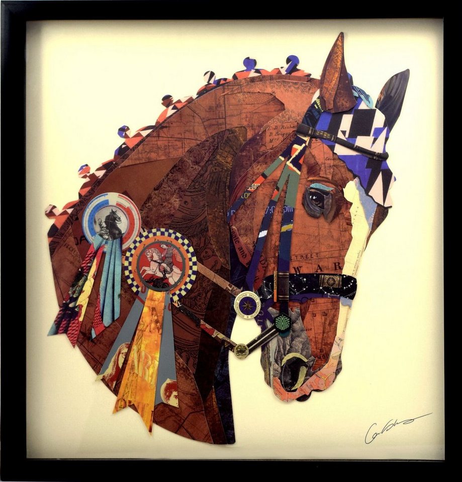 ROOGU Bilder-Collage ROOGU 3D Collage Kunst Art Wandbild Handgefertigt, Pferd von ROOGU