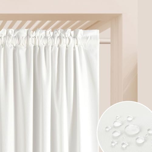 ROOM99 Outdoorvorhäng mit Kräuselband Garden Line 155 x 270 cm Breite x Höhe Outdoor Vorhang wetterfest Wasserdicht Sichtschutz Sonnenschutz Gardinen Garten Winddicht Ecru, 1 Stück von ROOM99