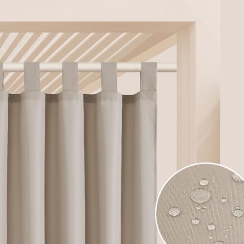 ROOM99 Outdoorvorhäng mit Schlaufen Garden Line 155 x 200 cm Breite x Höhe Outdoor Vorhang wetterfest Wasserdicht Sichtschutz Sonnenschutz Gardinen Garten Winddicht Beige, 1 Stück von ROOM99