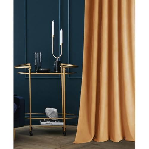 ROOM99 Samtvorhang Vorhang mit Kräuselband Charmy 140 x 250 cm Breite x Höhe Schiebegardinen Curtain Wohnzimmer Schlafzimmer Samt Velours Senf, 1 Stück von ROOM99